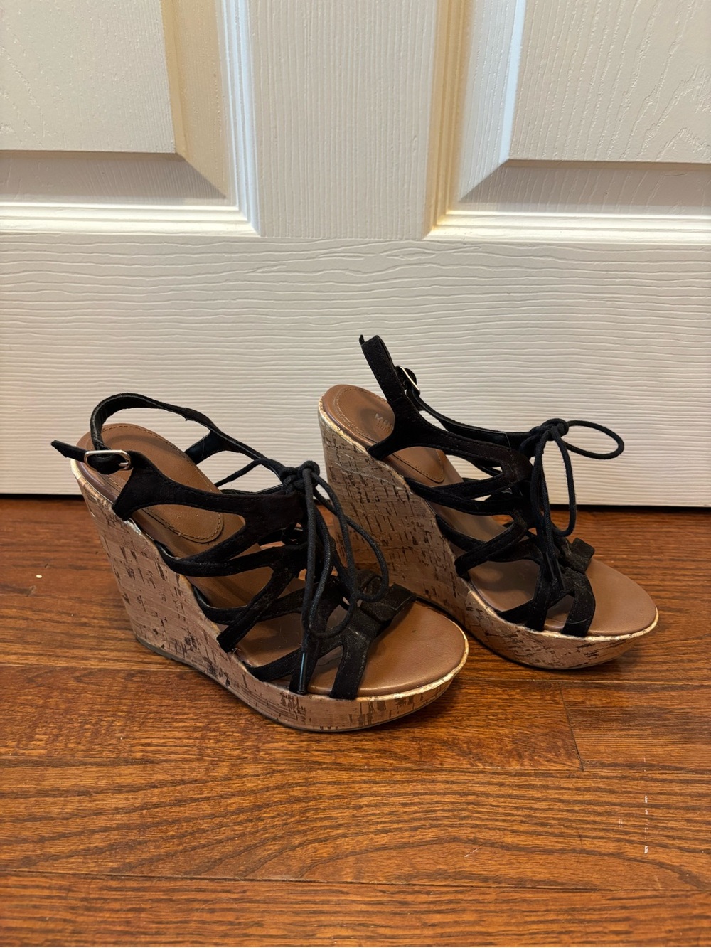 Target Black Lace-Up Cork Wedge Sandals